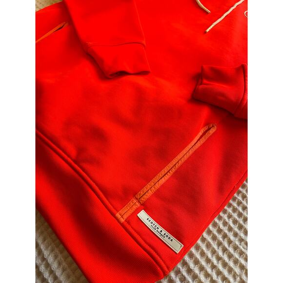 Scotch & Soda Men's Fluorescent Orange Club Nomad Time Off Pull On Hoodie Medium - Picture 8 of 12